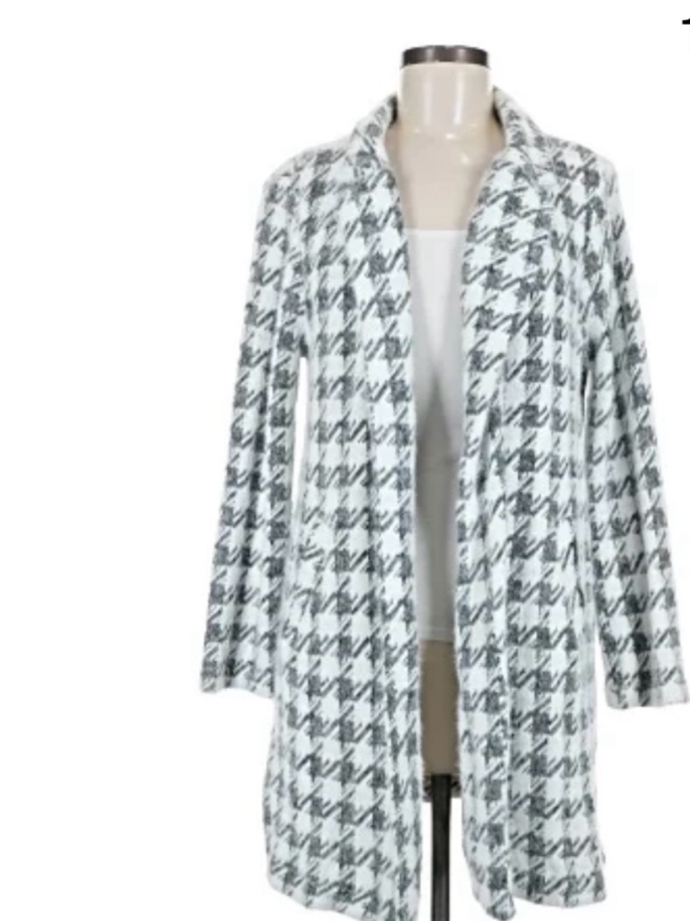MELLODAY Black & White Houndstooth Knit Cardigan